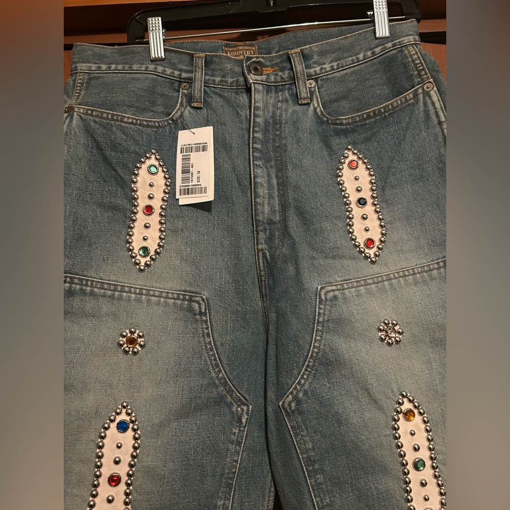 Kapital 14 oz denim shorts WITH studs remake size 34 NWT - Picture 5 of 15